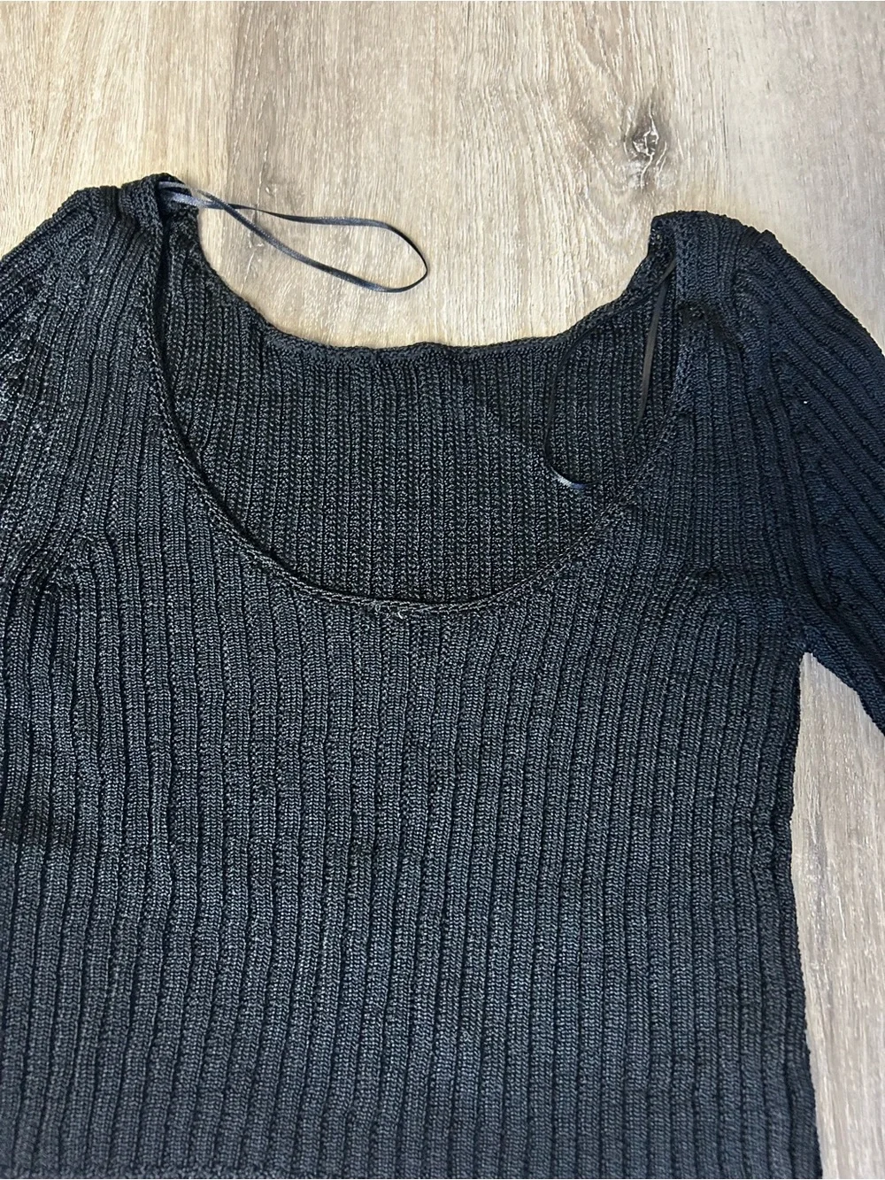 Free People Black Ribbed Knit Cropped Top - Women's NWOT